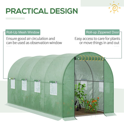 Walk in Polytunnel Outdoor Garden Greenhouse w/ Windows & Doors (4 x 2M)