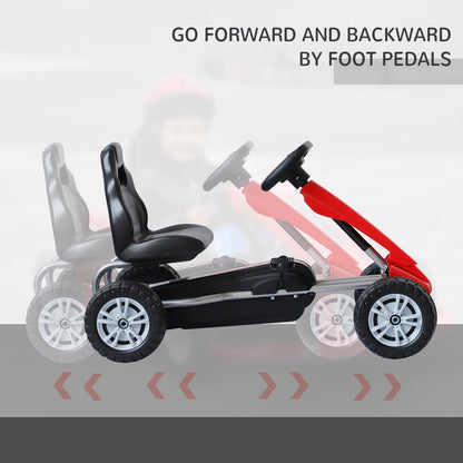 Homcom Pedal Go Kart Go Karting For Kids Children'S Go Karts Kids Pedal Cart Ride On Manual Racing Wheel Rider - Red