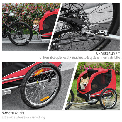 Folding Bicycle Pet Trailer W/Removable Cover-Red