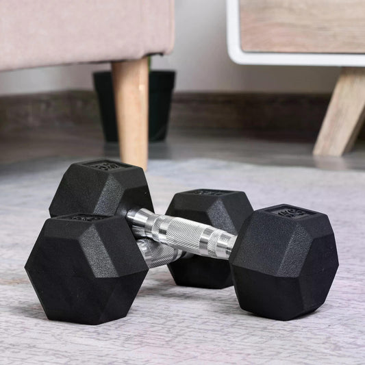 HOMCOM 2x4kg Rubber Dumbbell Sports Hex Weights Sets Home Gym Fitness Hexagonal Dumbbells Kit Weight Lifting Exercise  Aosom IE