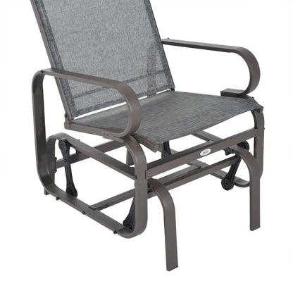 Outdoor Gliding Rocking Chair w/ Sturdy Metal Frame Garden Comfortable Swing Chair for Patio, Backyard & Poolside, Grey