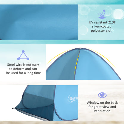 2 Person Pop up Beach Tent Hiking UV Protection Patio Sun Shade Shelter (Blue) Instant Camping Portable Automatic Carry Case