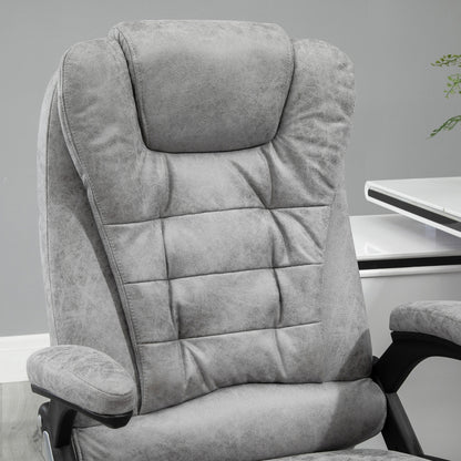 Massage Office Chair 135° Recliner Ergonomic Executive Heated Home Office Padded  Leathaire Fabric & Swivel Base Grey