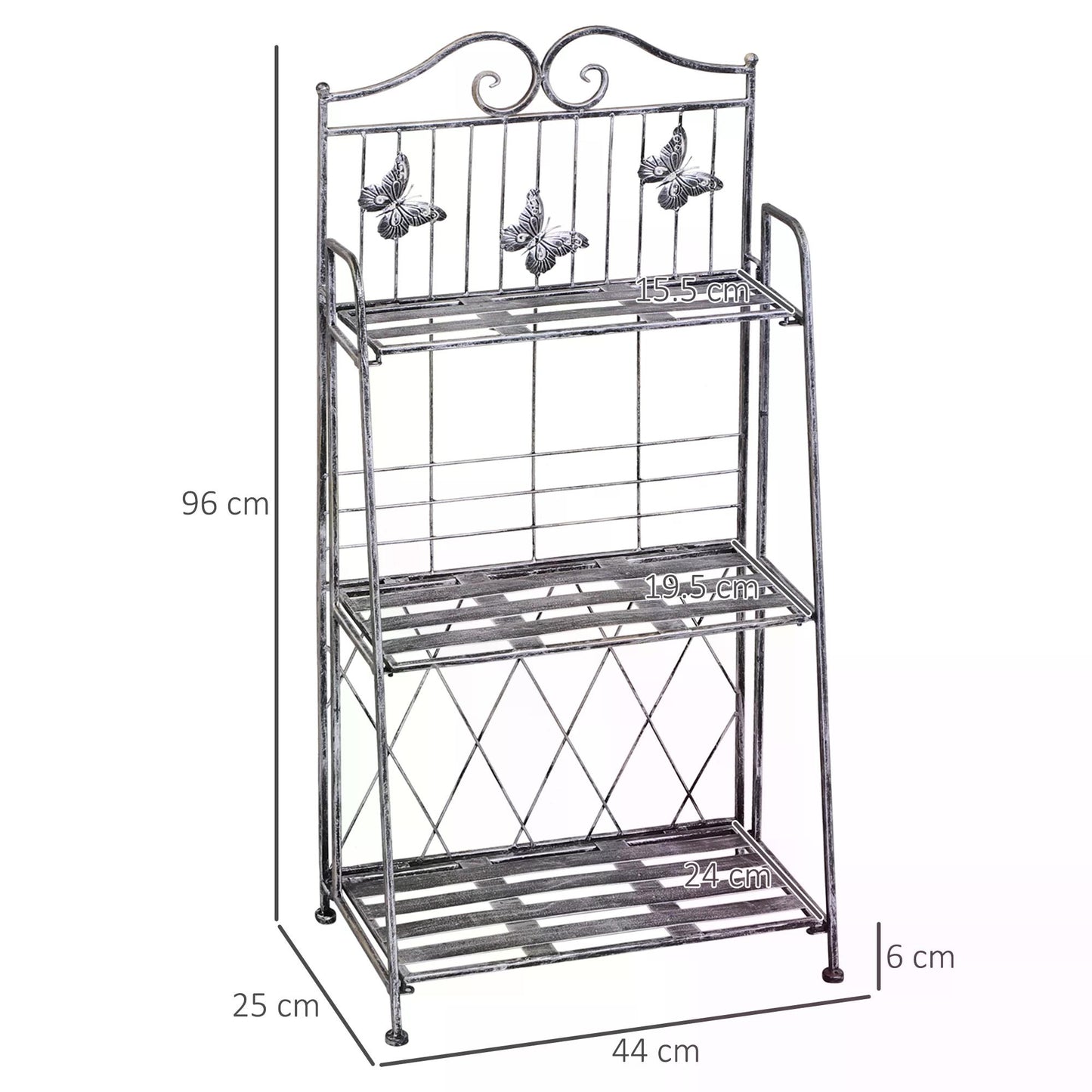 3-Tier Metal Folding Plant Stand Display Rack Bookshelf Unit Outdoor