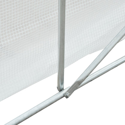 4.5x3x2m PE Mesh Cover Galvanized Metal Frame Walk-In Greenhouse White