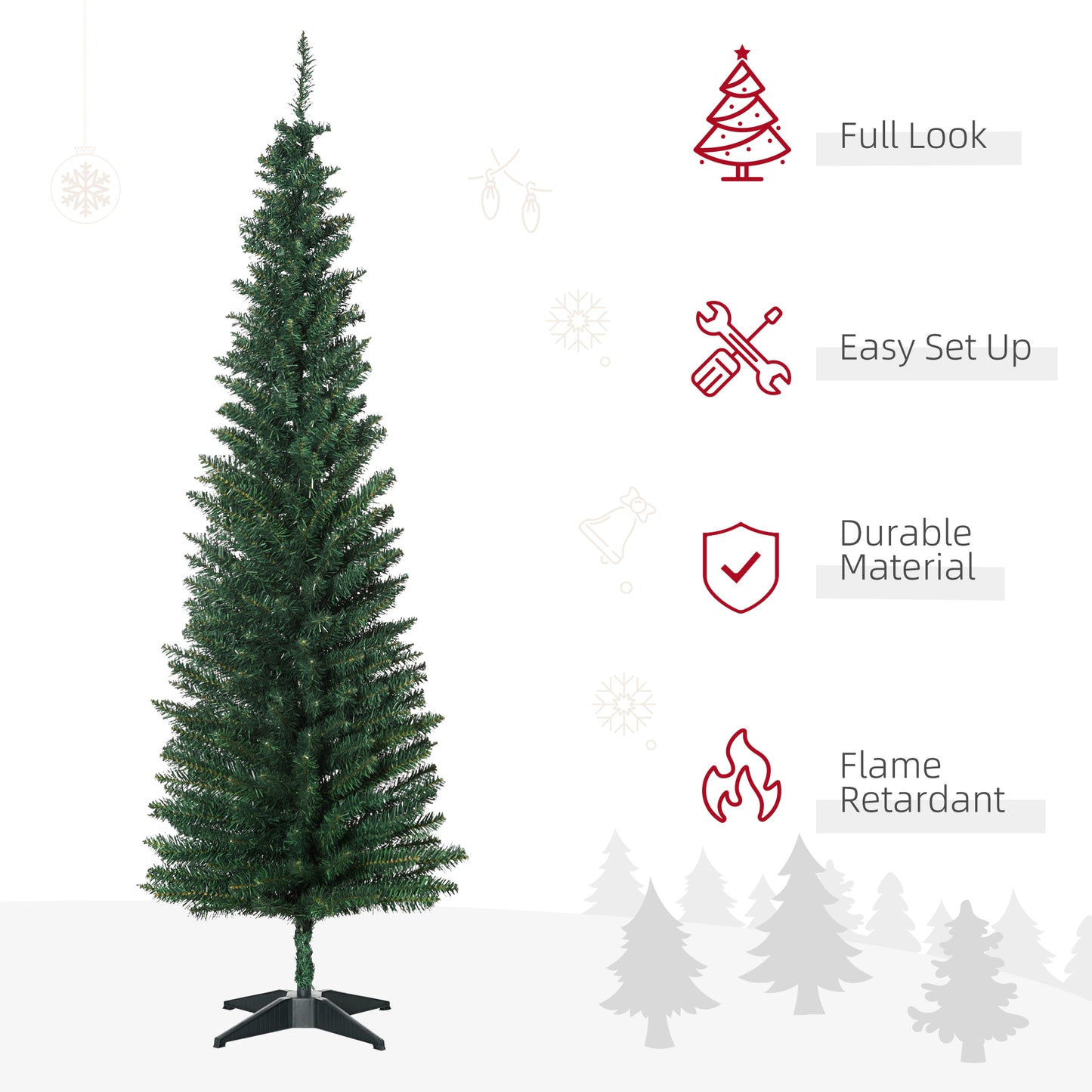 2.1m Tall Christmas Pine Tree Artificial Easy Assembly Holiday Décor W/ Stand