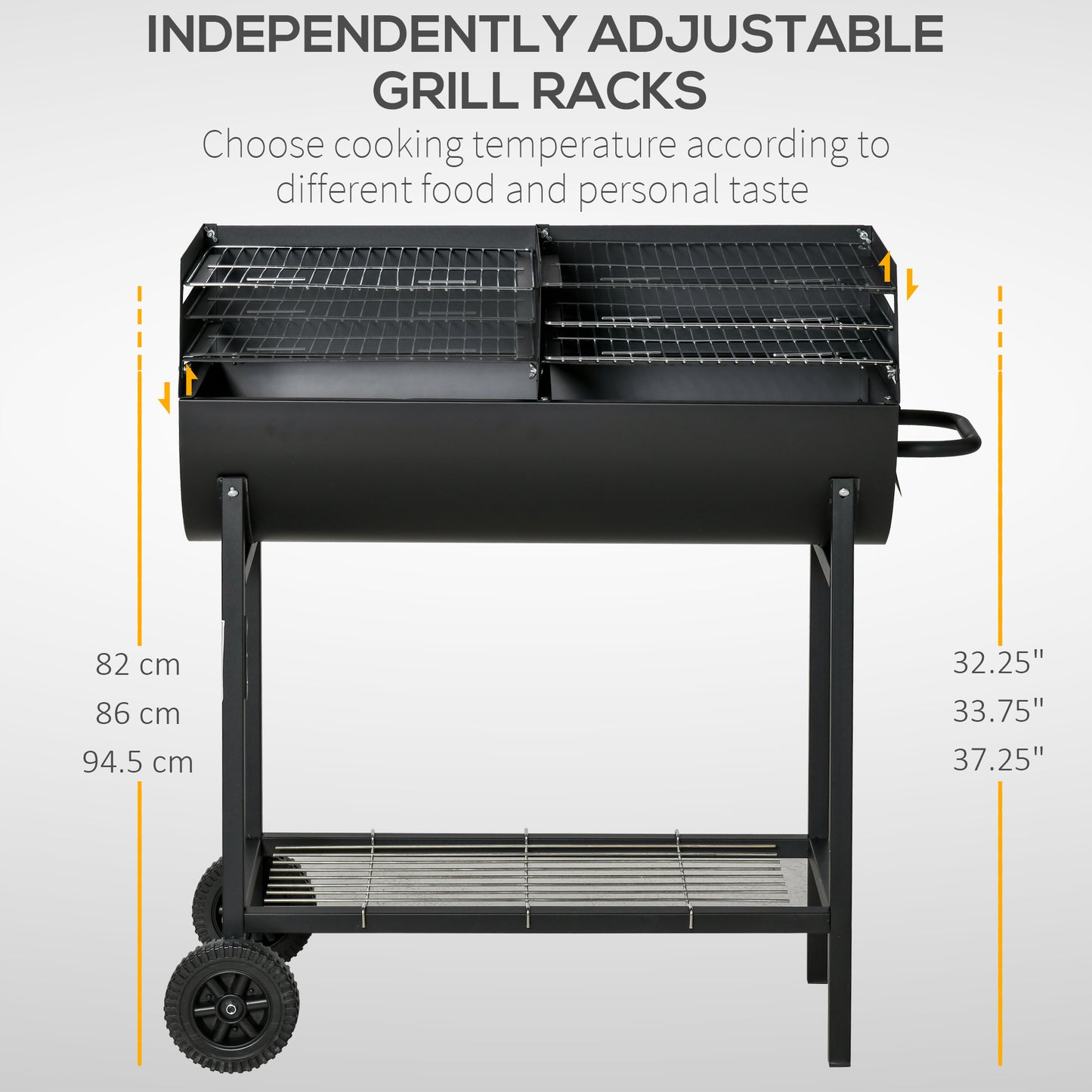 Steel 2-Grill Charcoal BBQ w/ Wheels Black