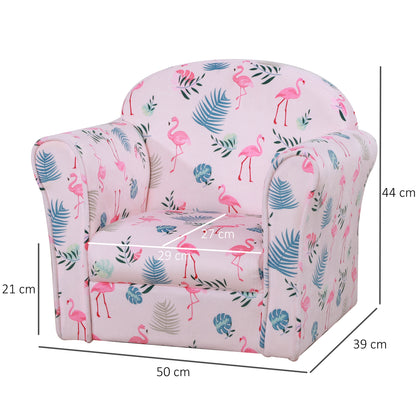 Childrens Armchair, Made of Polyester Very Comfortable  Flamingo and Safe Non-Slip Feet Suitable