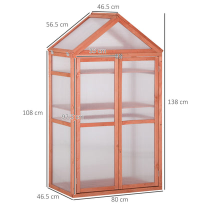 Garden Polycarbonate Cold Frame Lean to Greenhouse Grow House Flower Vegetable Plants w/ Adjustable Shelves Orange