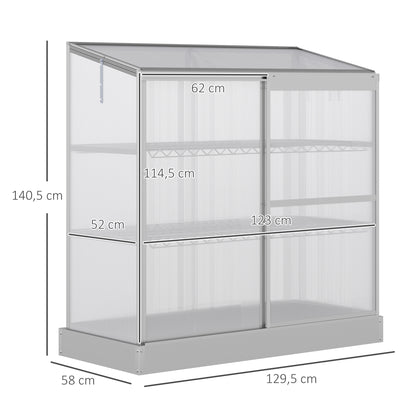 Greenhouse Sun Plate 3-Tier Greenhouse w/ Foundation Aluminum Frame Clear