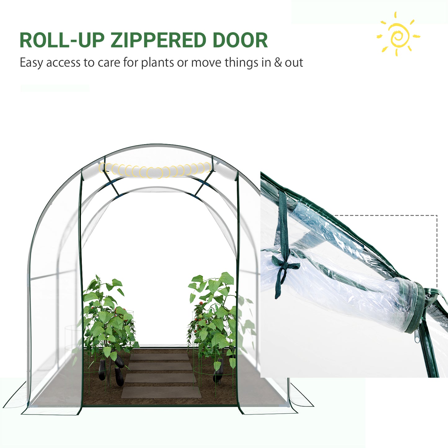 Walk in Transparent Greenhouse, Steel Frame, S size