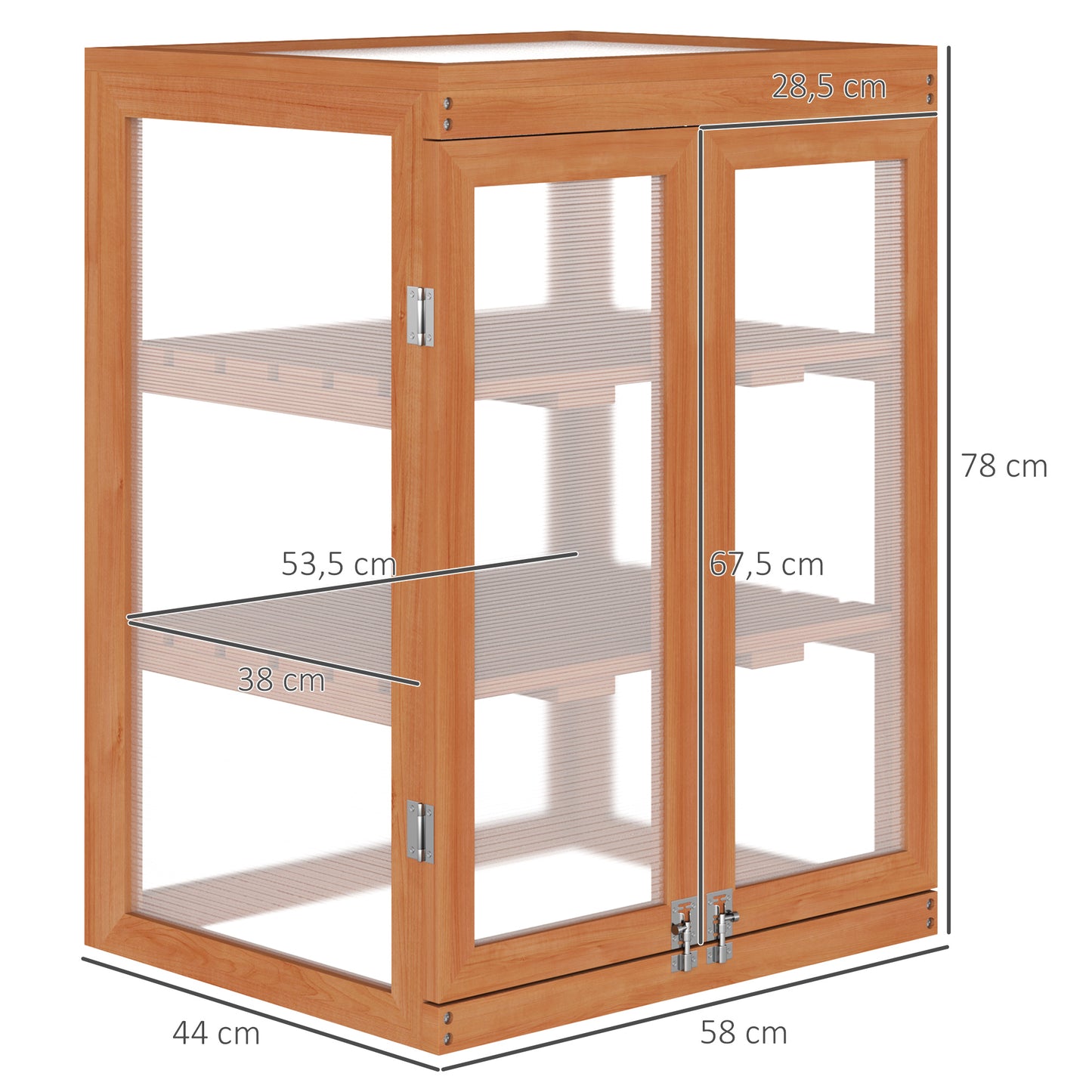 3-Tier Outdoor Garden Wooden Greenhouse, 58x44x78 cm