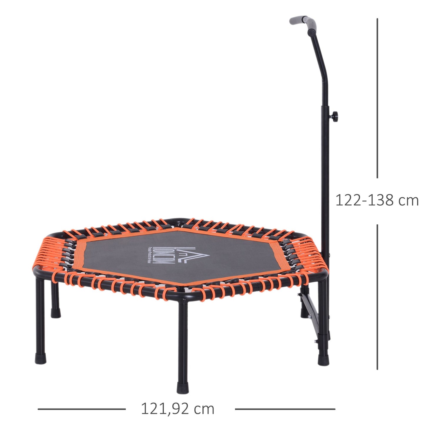 Mini Trampoline for Adults W/Adjustable Handle Bar, 4ft -Black/Orange