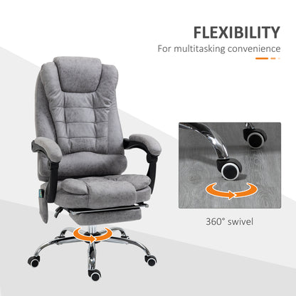 Massage Executive Office Chair Heated 6 Points Vibration Adjustable Swivel Ergonomic High Back Desk Chair Recliner Grey