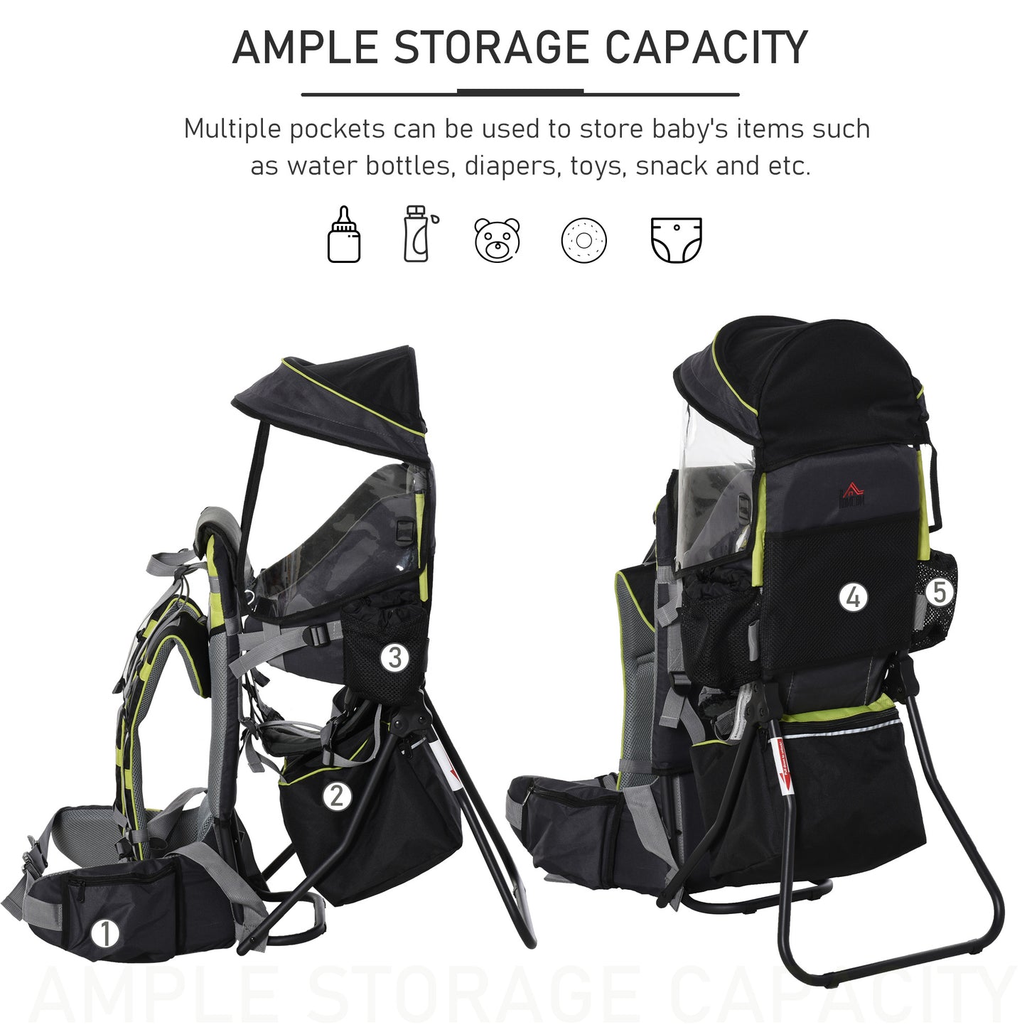 Baby Backpack, for Hiking Child Carrier with Ergonomic Hip Seat Detachable Rain Cover Adjustable Straps