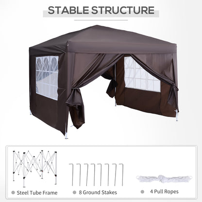 Pop Up Gazebo Marquee, size (3m x3m)-Coffee