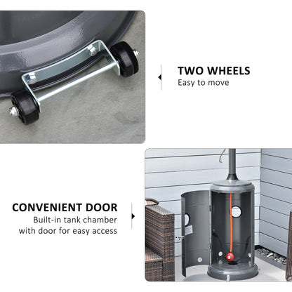 12.5KW Outdoor Gas Patio Heater Freestanding Propane Heater with Wheels, Dust Cover, Regulator and Hose, Charcoal Grey