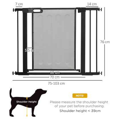 Pressure Fit Safety Gate, for Staircases, Hallways, Doorways w/ Extensions Kit, 75-103CM Adjustable Width - Black