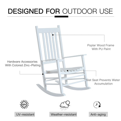 Porch Rocking Chair Outdoor Patio Wooden Rocker Balcony Deck Garden Seat