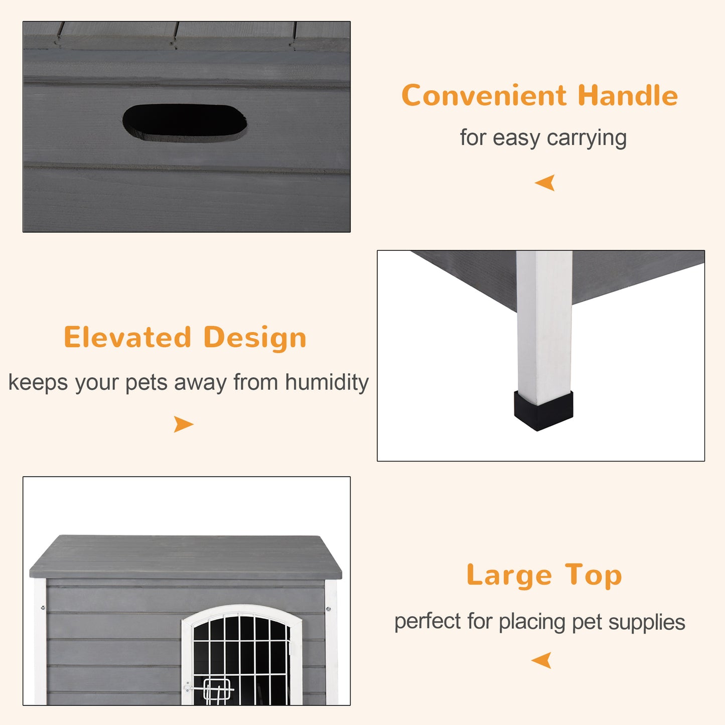 Indoor Dog Kennels, Wooden, Wire Door with Lock with Openable Top Removable Bottom Gray