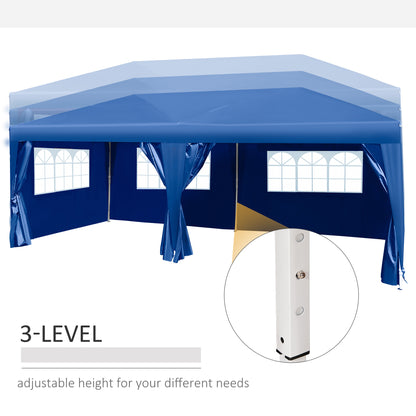 3 x 6m Garden Heavy Duty Water Resistant Pop Up Gazebo Marquee Party Tent Wedding Canopy Awning-Blue