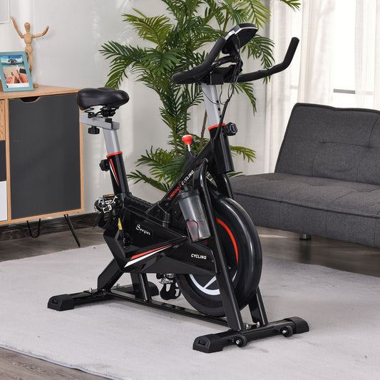 HOMCOM Exercise Bike for Home, Indoor Outdoor Cycling Bicycle Cardio Workout Trainer w/ LCD Monitor Black 