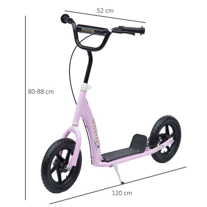 Big Wheel Scooter, Bicycle Scooter, for Kids, Ride On 12" EVA Tyres, Pink