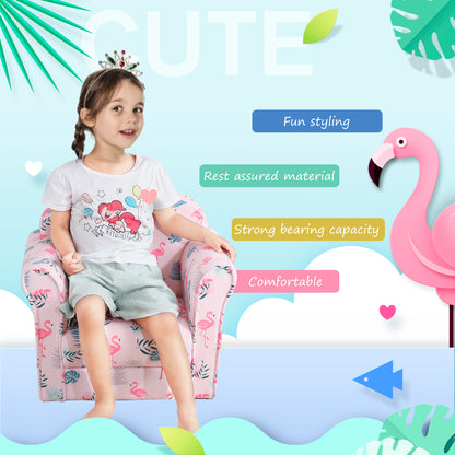 Childrens Armchair, Made of Polyester Very Comfortable  Flamingo and Safe Non-Slip Feet Suitable