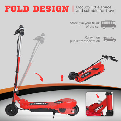 Kids Electric Scooter Folding Bike 7-14 Battery E-Scooter Adjustable Height PU Wheels Red