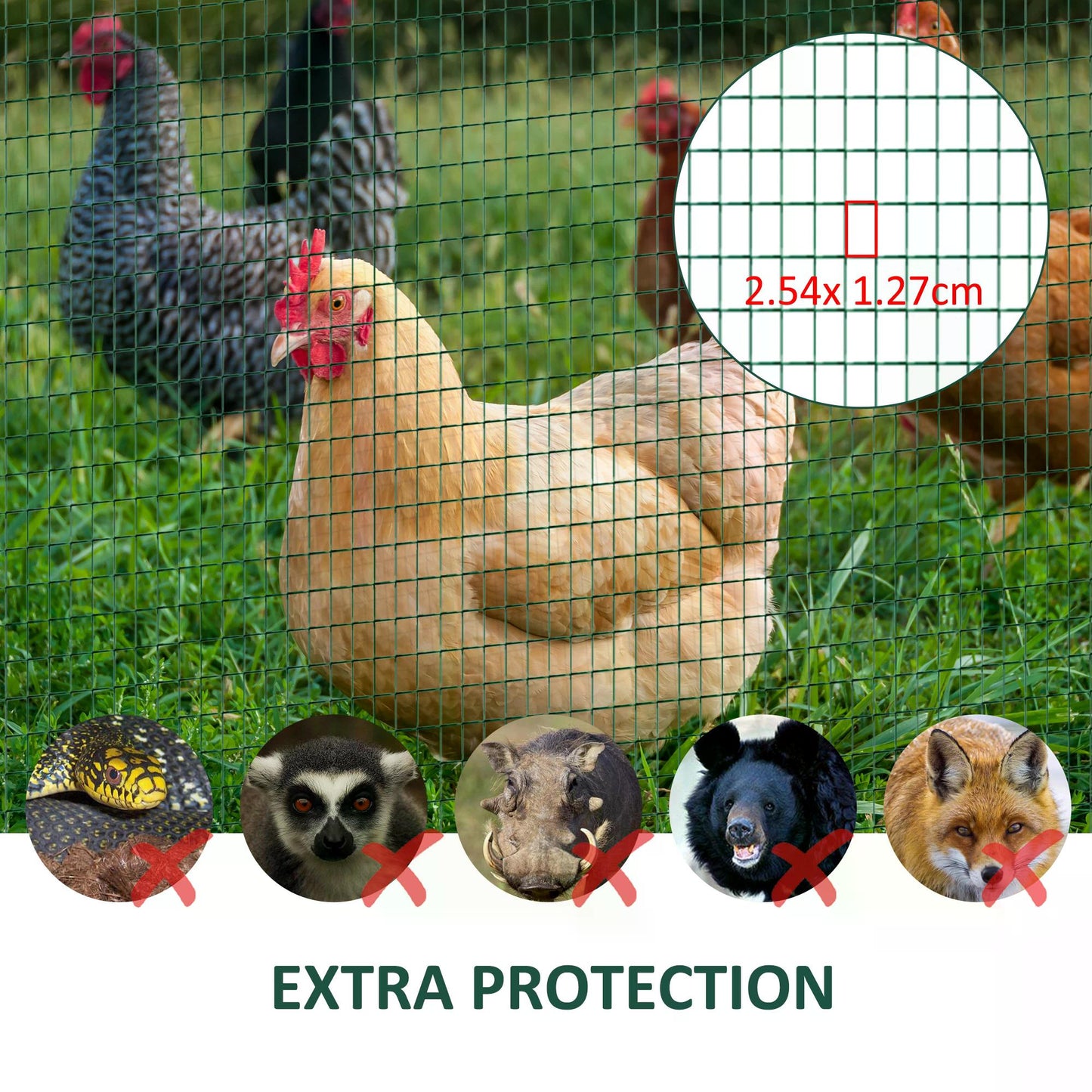 PVC Coated Welded Wire Mesh Fencing Chicken Poultry Aviary Fence Run Hutch Pet Rabbit 30m Dark Green