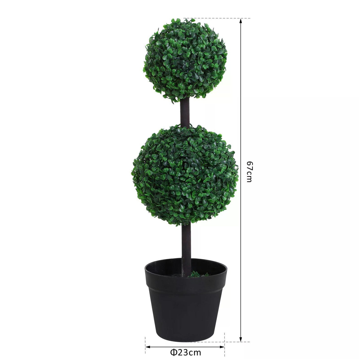 Artificial Front Door Plants, PE Set of 2 , Double Ball Topiary Plant Tree's Green