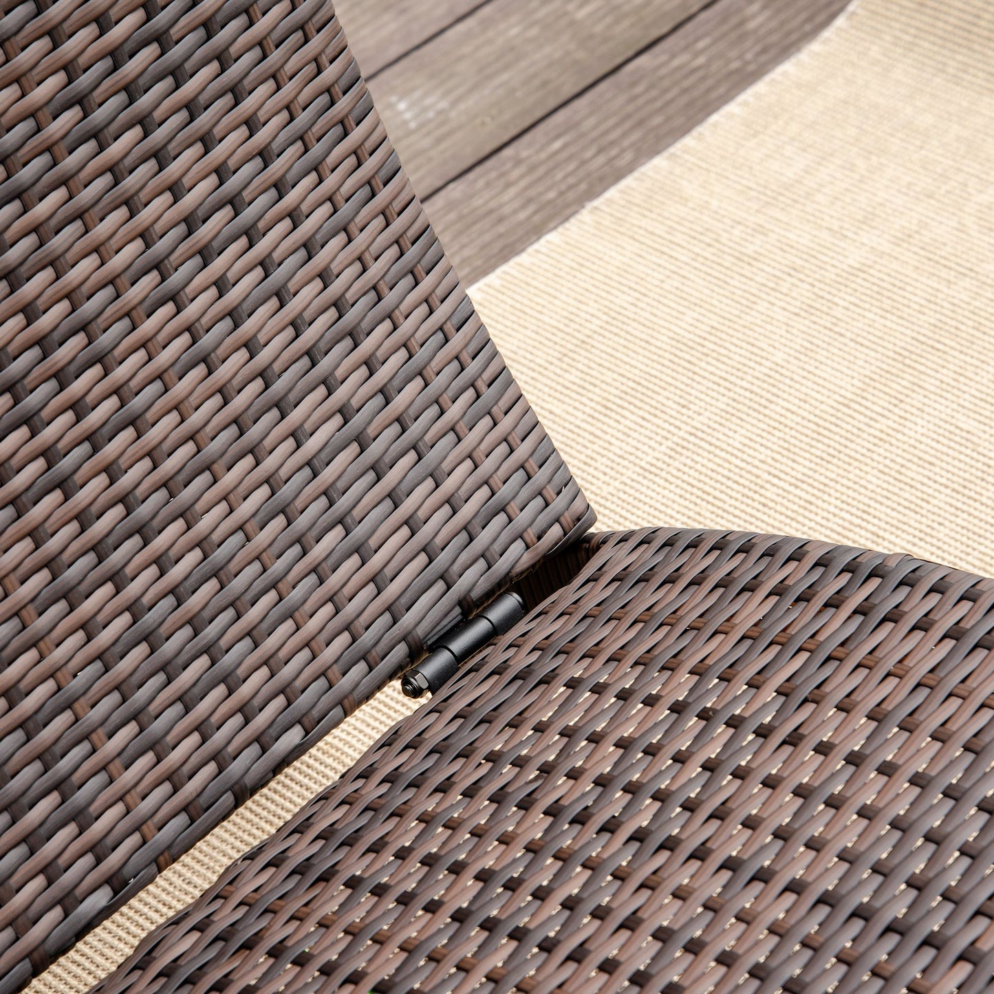 Rattan Wicker Folding Sun Lounger-Brown