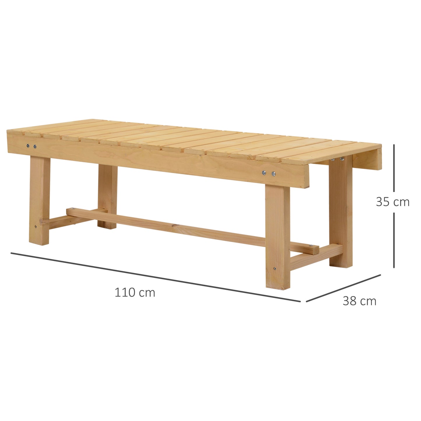 2-Seater Outdoor Garden Fir Wood Patio Bench