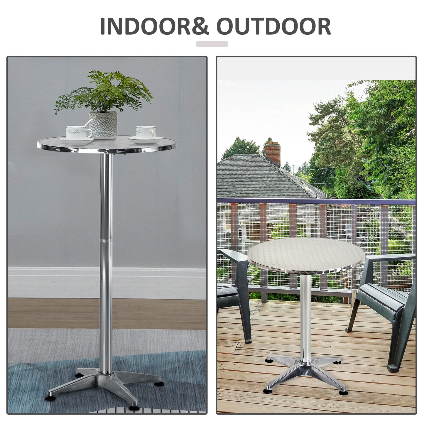 Adjustable Aluminium Bar Table-Silver