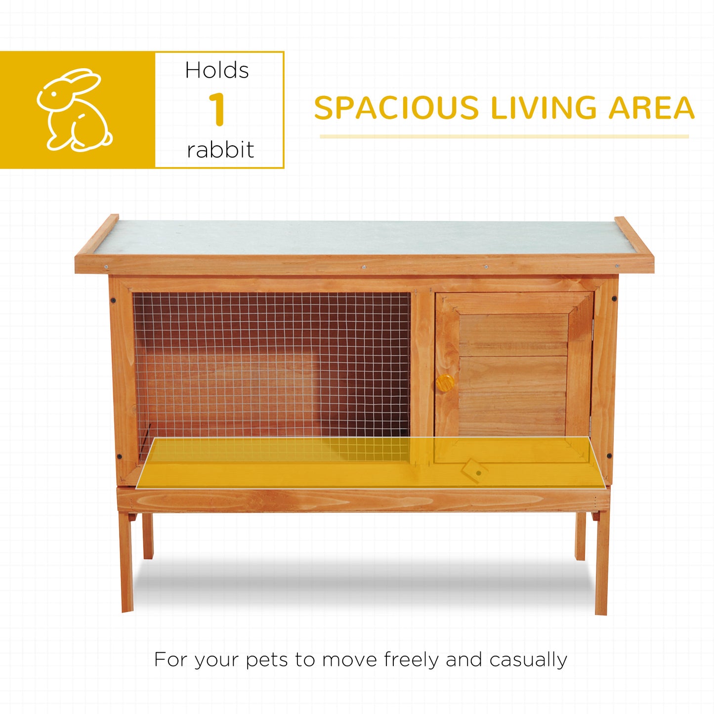 Rabbit Hutch,90Lx45Wx65H cm-Fir Wood