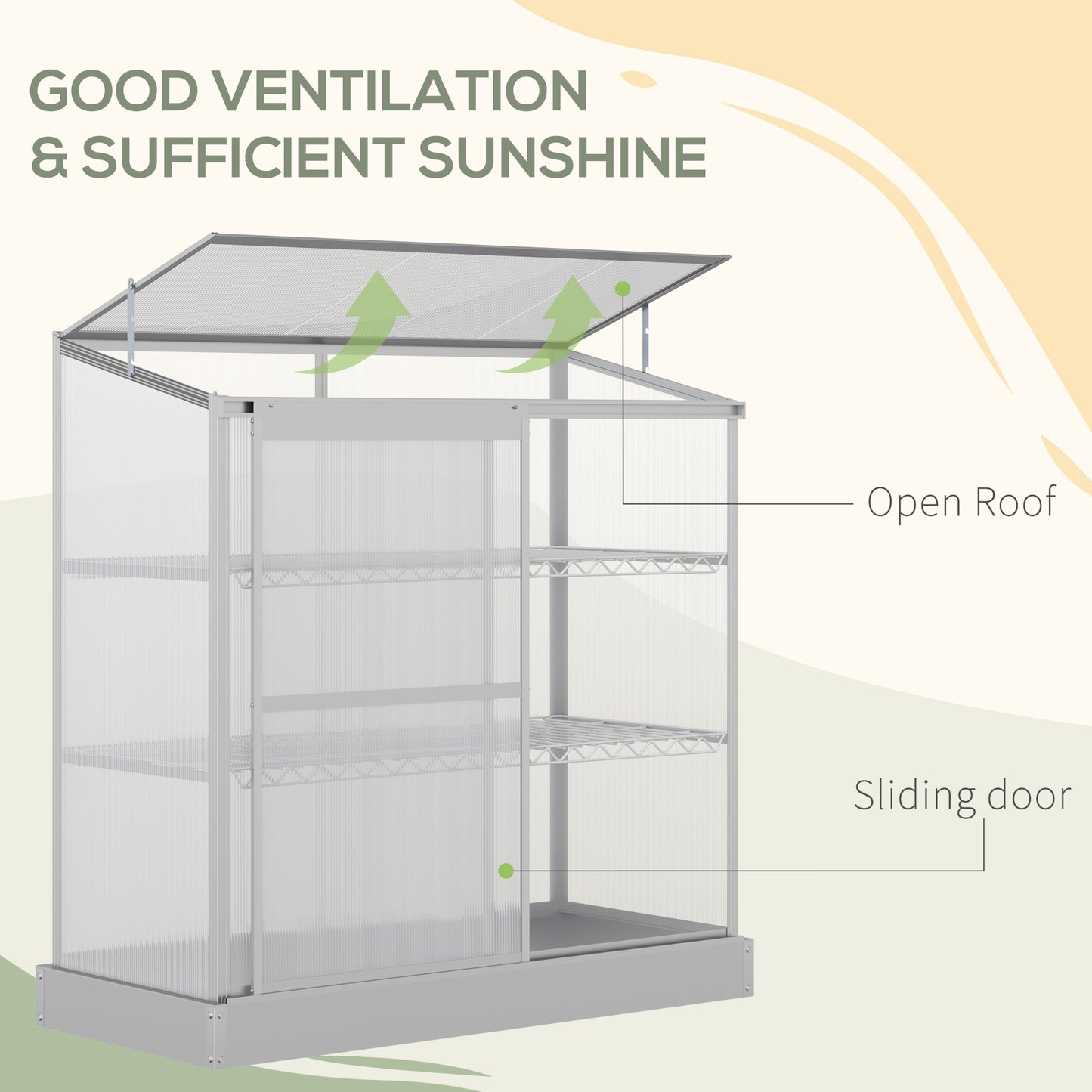 Greenhouse Sun Plate 3-Tier Greenhouse w/ Foundation Aluminum Frame Clear