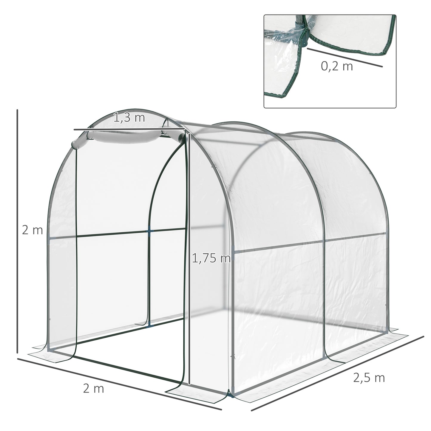 Walk in Transparent Greenhouse, Steel Frame, S size