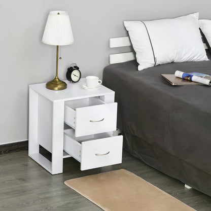 Particle Board 2-Drawer Bedside Table White