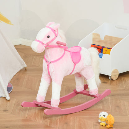 Childrens Rocking Horse with Sound-Pink