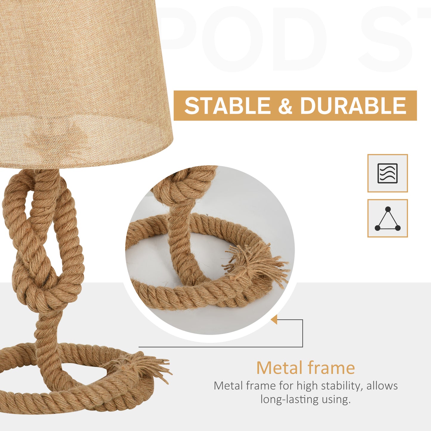 Bedside Reading Lamps, Hemp Rope Linen Shade Table Lamp Beige