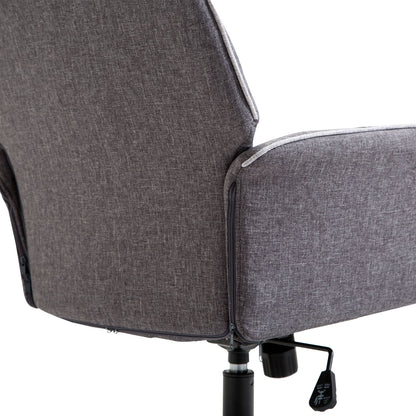 Homcom Swivel Desk Chair, Linen, Mid Back, 360° Swivel, Adjustable Height Grey