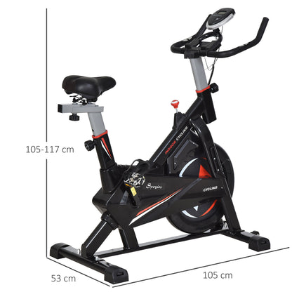 Exercise Bike for Home, Indoor Outdoor Cycling Bicycle Cardio Workout Trainer w/ LCD Monitor Black