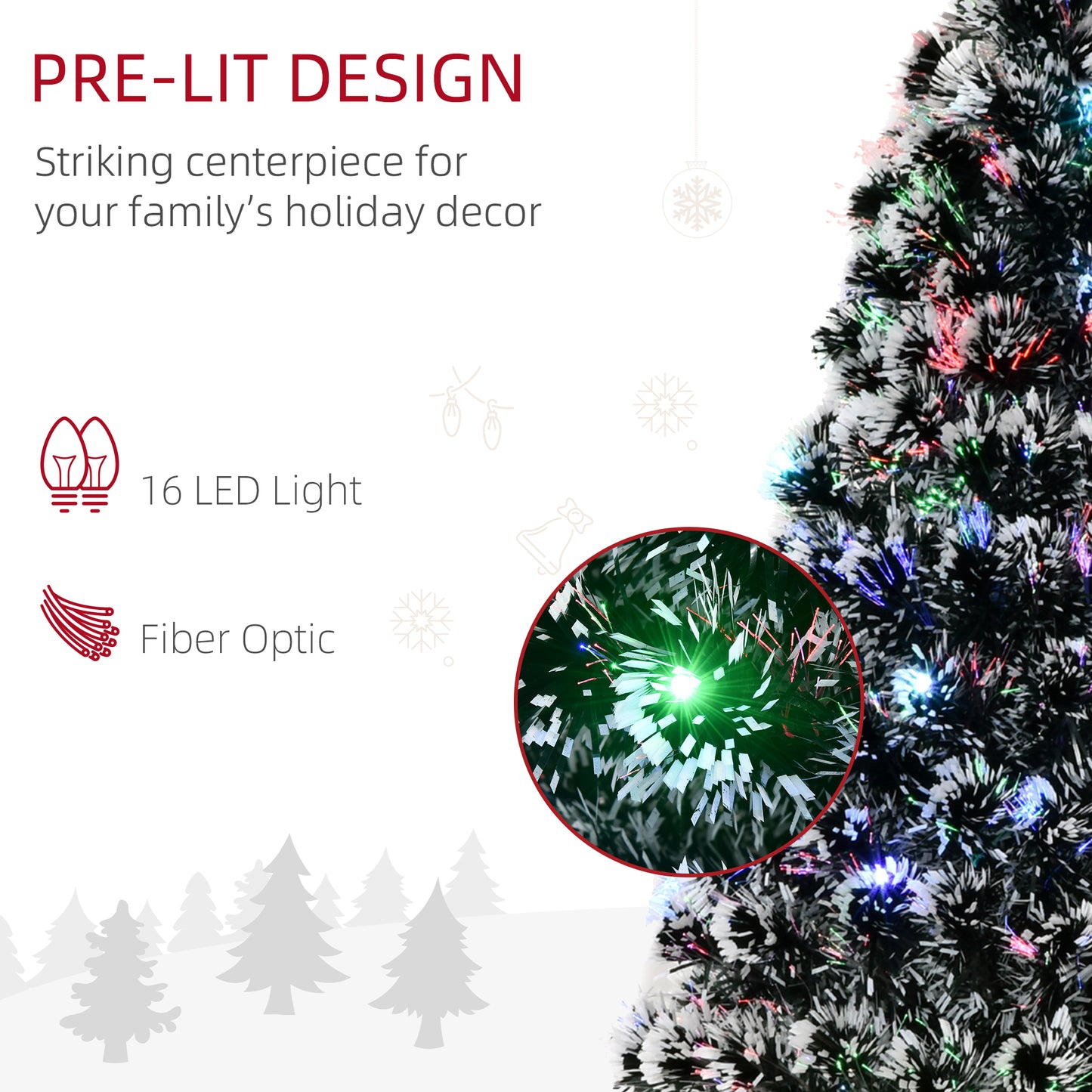 4ft Green/White Artificial Pre Lit Christmas Tree W/ LED