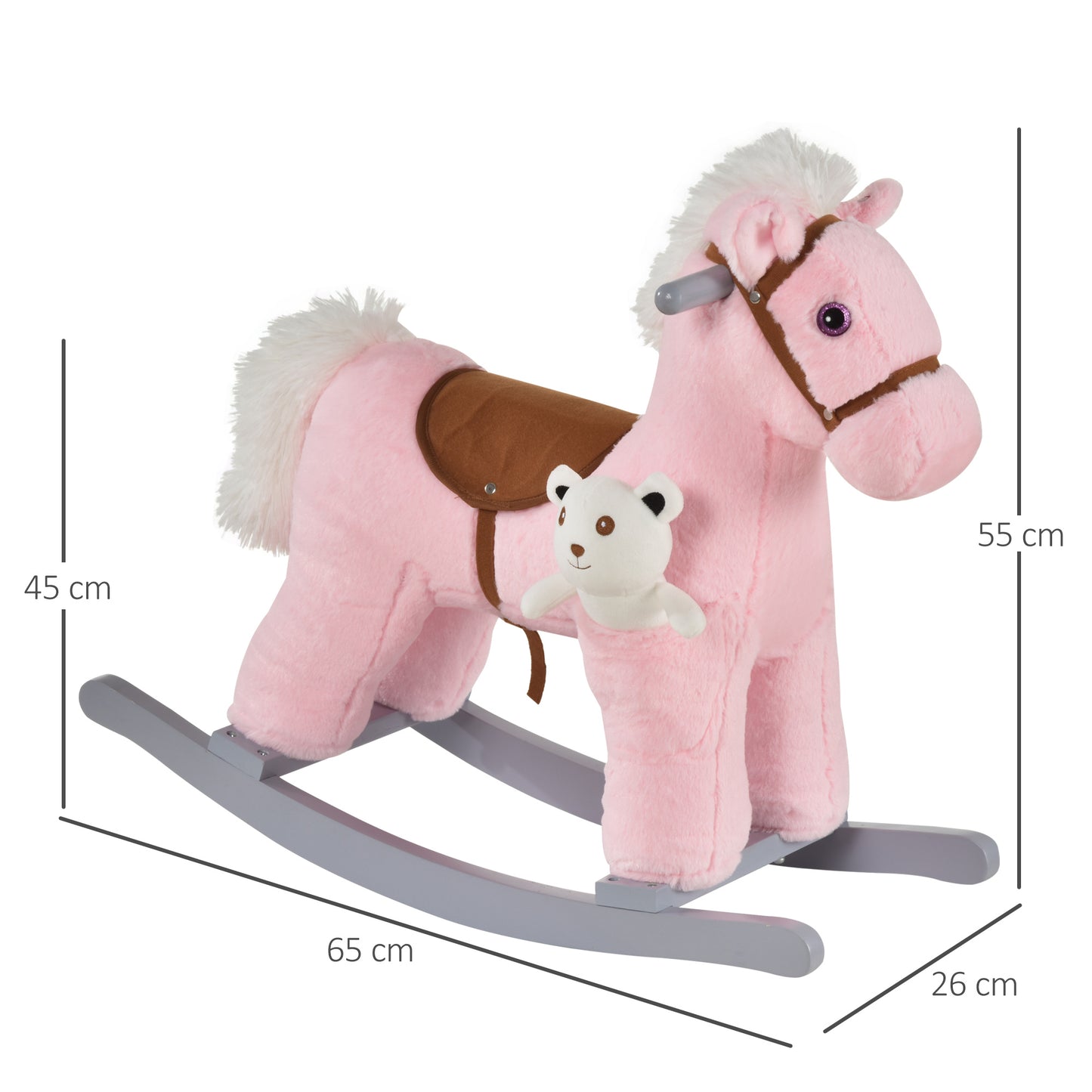 Childs Rocking Horse, Kids Gift with Realistic Sounds Soft for Child 18-36 Months, Pink