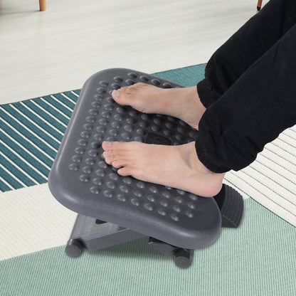 HOMCOM Adjustable Height & Angle Footrest-Grey/Black 