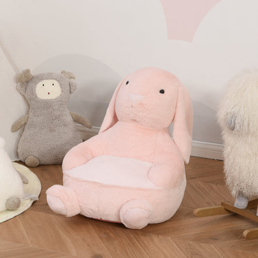 HOMCOM Toddlercouch, Plush Armchair Stuffed Cute Rabbit Toy Support Seat Learning Sitting Baby Nest Sleeping Cushion Bed