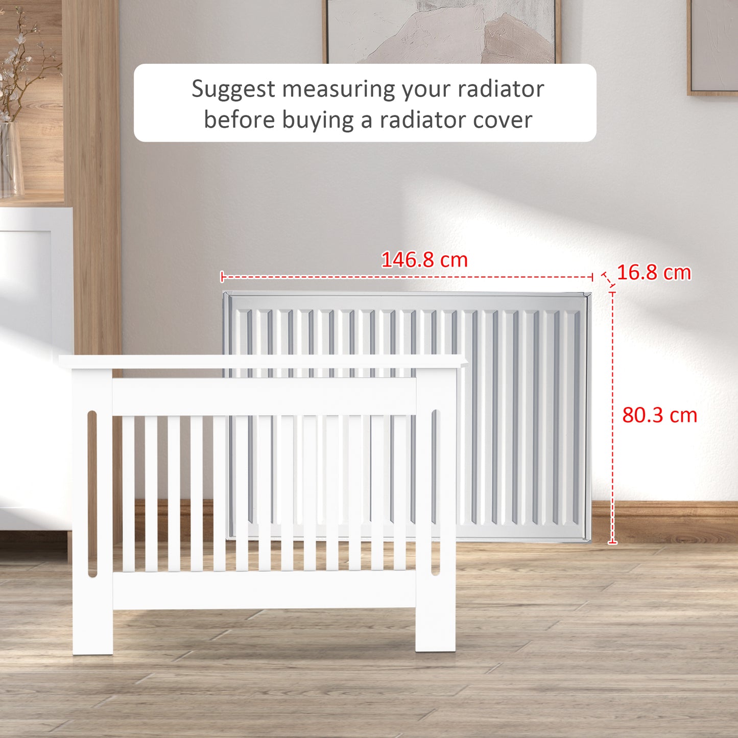 (152 x 81 x 19 cm) MDF Radiator Cover-White