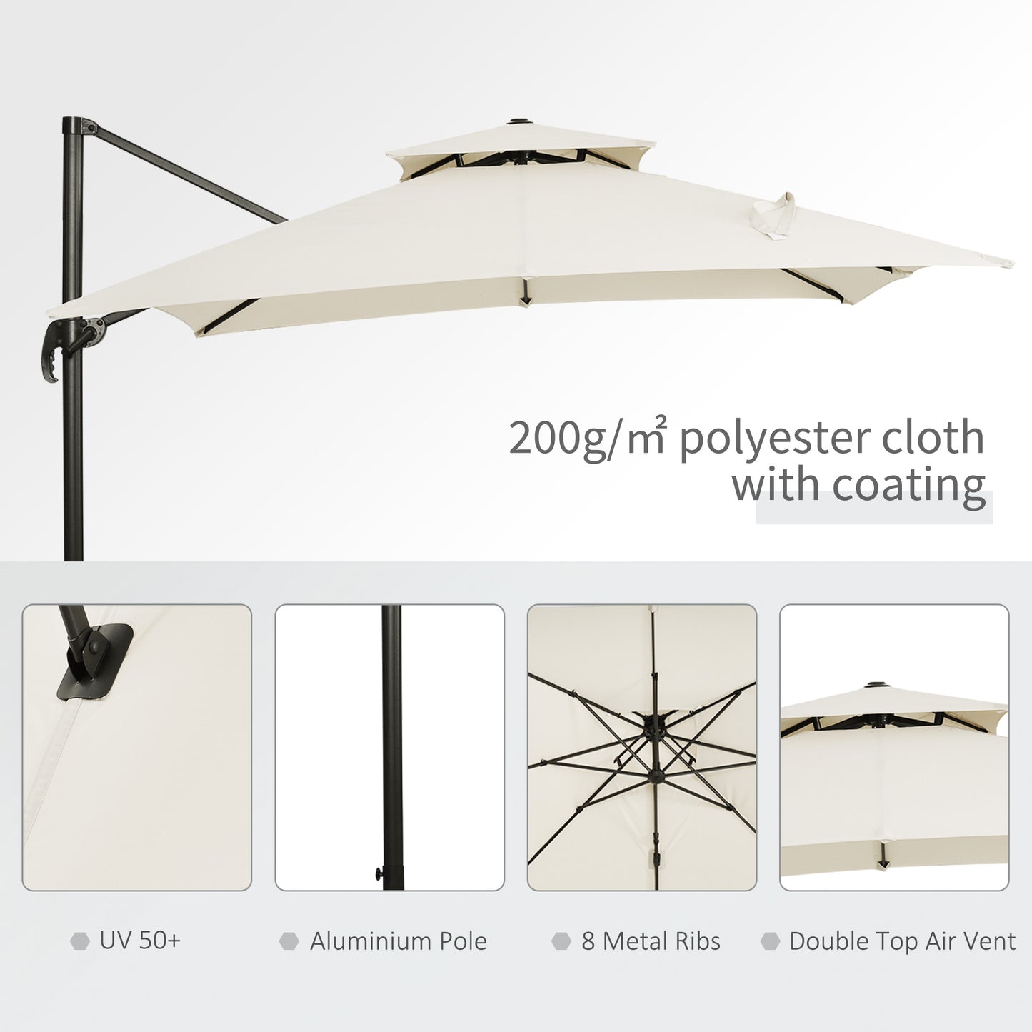 Steel Frame Outdoor Roma Cantilever Umbrella