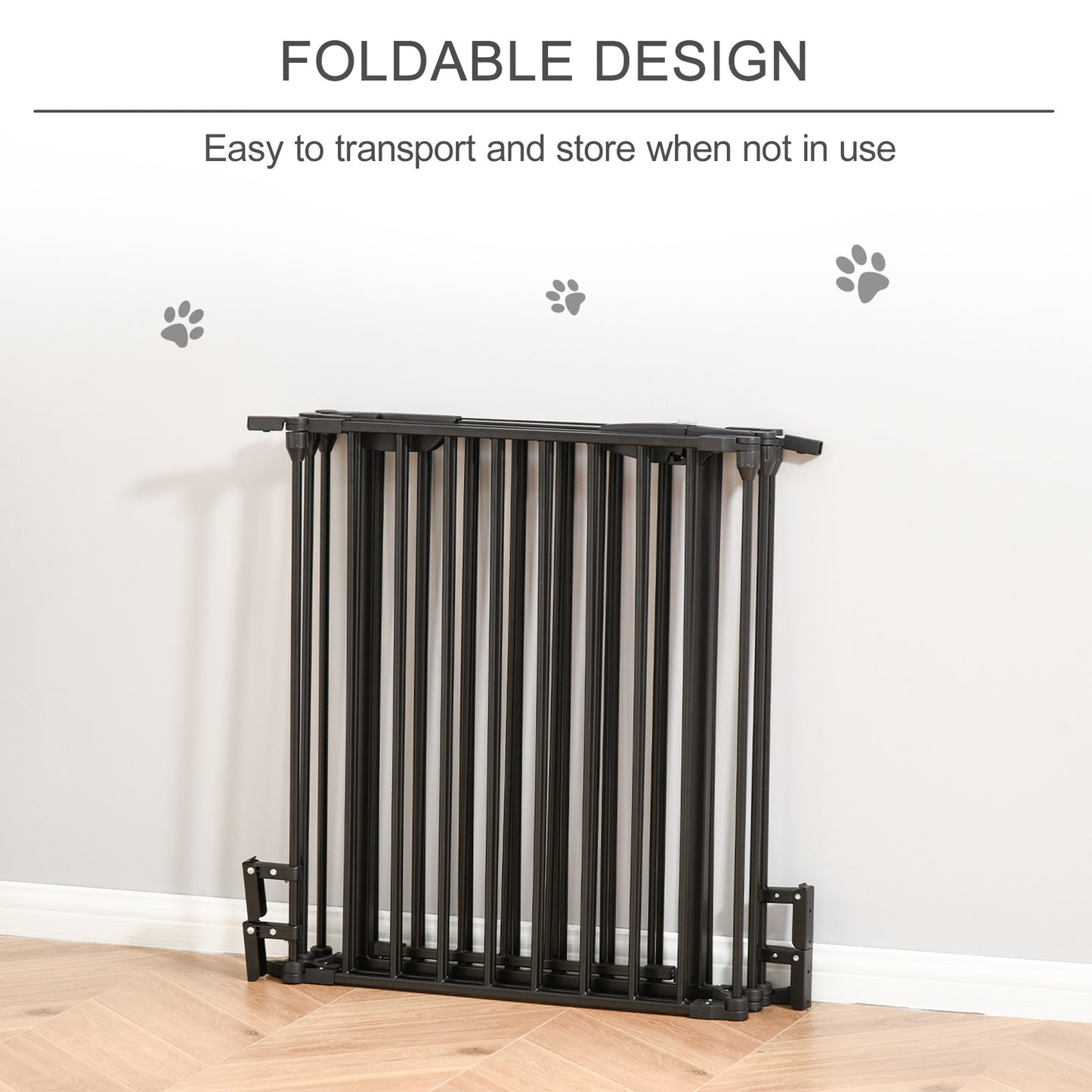 Pet Safety Gate 5-Panel Freestanding Playpen Fireplace Christmas Tree Metal Fence Stair Barrier Room Divider Black