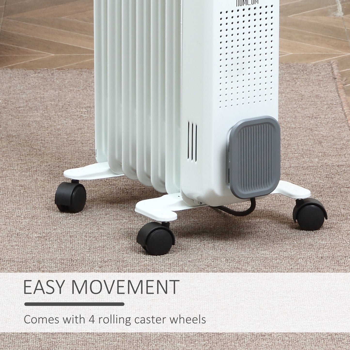 1630W Oil Filed Radiator with Timer w/ Three Modes Adjustable Thermostat Safety switch, White